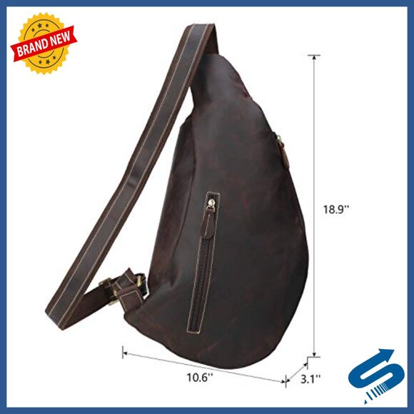Full Grain Leather Cross Body Sling Backpack Daypack 27L Tactical